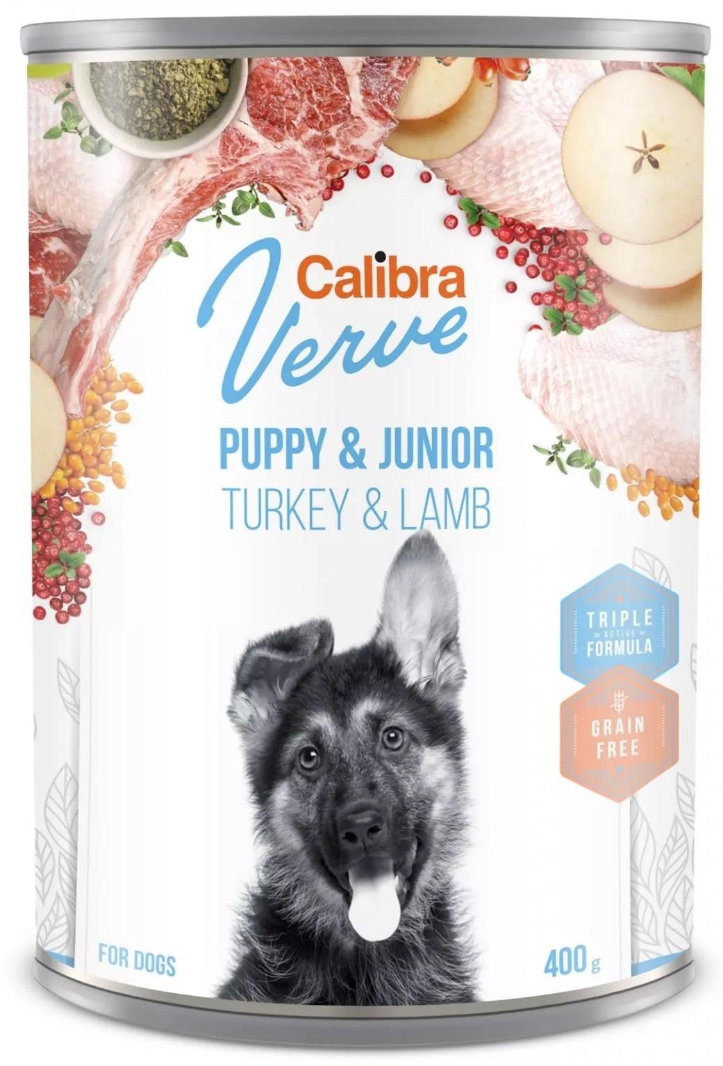 Hrana umeda pentru caini Calibra Verve Puppy&Junior Turkey&Lamb 400g
