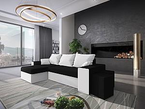 Canapea coltar Space Meble Kansas Mikrofaza 15/Mikrofaza 31 Black/White