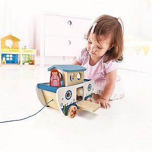 Jucarie interactiva Hape de tras, cu șiret “Arca lui Noe”