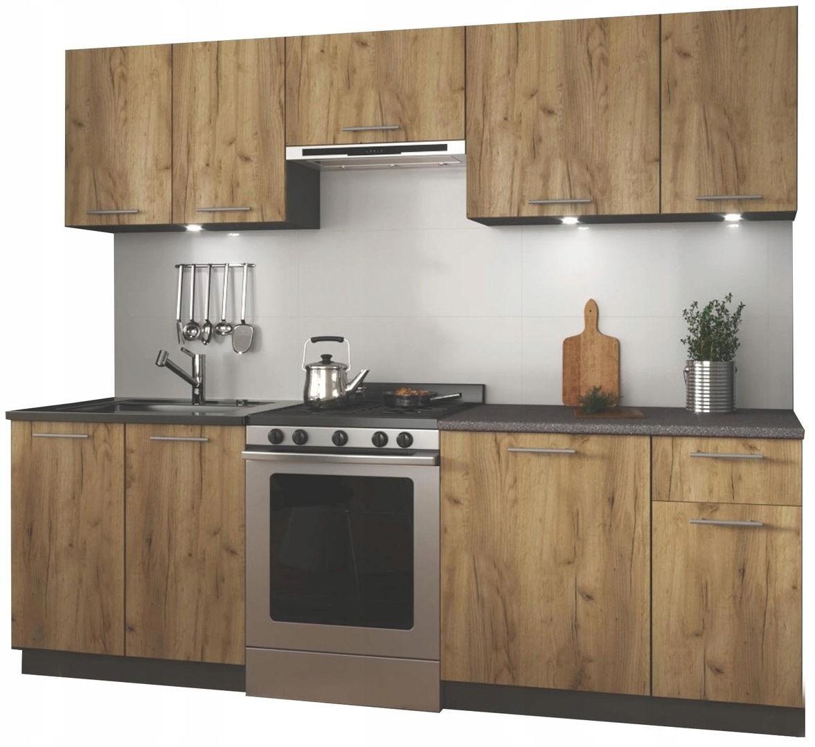 Set mobila bucatarie Halmar Daria 2.4m Wotan Oak/Anthracite