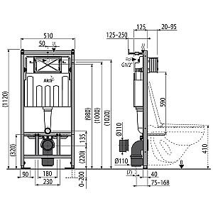 Instalatie wc incastrat cu cadru Alcaplast SADROMODUL AM101/1120 (108759)