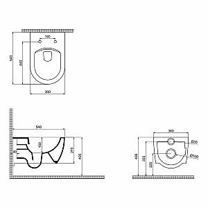Vas WC QuarterBath DEEP RIMLESS (114321)