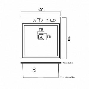 Chiuveta de bucatarie PLATINUM HSB 3.0/1.0 40x50/230