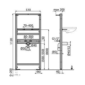 Instalatie wc incastrat cu cadru Alcaplast 104/1120 NEW (110256)