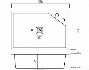 Chiuveta de bucatarie PLATINUM HSB 3.0/1.0 58x43B
