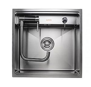 Chiuveta de bucatarie PLATINUM Handmade 50x50/220 Black (robinet inclus)