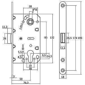 Lăcată pentru ușă Kedr Class 410C-S Kevlar Black