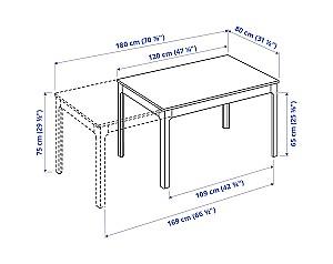 Set de masa si scaune IKEA Ekedalen/Bergmund White/Orrsta Gray/White 120/180 cm