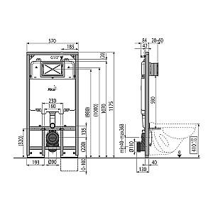 Instalatie wc incastrat cu cadru Alcaplast SADROMODUL SLIM AM1101/1200