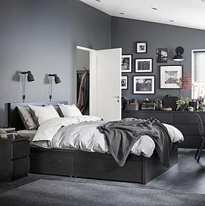 Pat IKEA Malm Black Brown Lonset 160×200 cm ( 4 cutii depozitare )