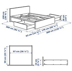 Pat IKEA Malm Black Brown Lonset 160×200 cm ( 4 cutii depozitare )