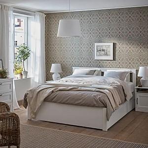 Pat IKEA Songesand White Lonset, 160×200 cm (4 cutii depozitare)