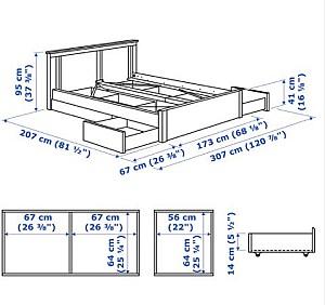 Pat IKEA Songesand White Lonset, 160×200 cm (4 cutii depozitare)