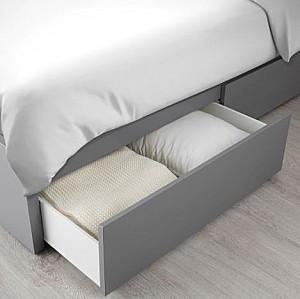 Pat IKEA Malm Gray Lonset, 140×200 cm (4 cutii depozitare)