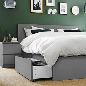 Pat IKEA Malm Gray Lonset, 140×200 cm (4 cutii depozitare)