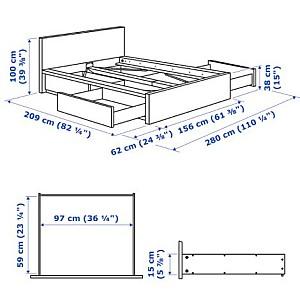Pat IKEA Malm Gray Lonset, 140×200 cm (4 cutii depozitare)