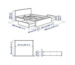 Pat IKEA Malm White Luroy 160×200 cm (4 cutii depozitare)