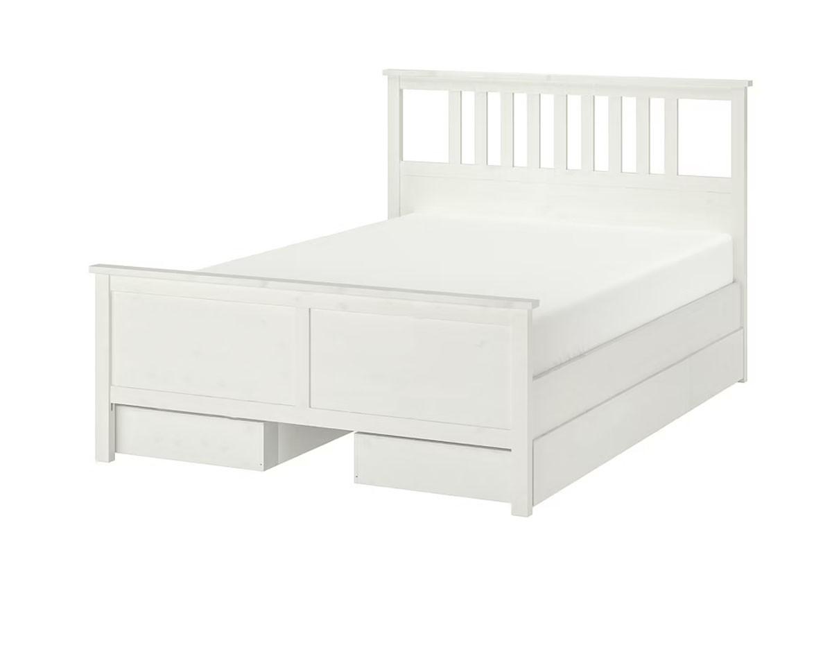 Pat IKEA Hemnes White/Lonset 180x200 cm (4 cutii depozitare)