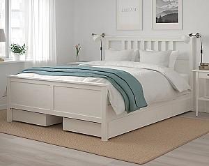 Pat IKEA Hemnes White/Lonset 180x200 cm (4 cutii depozitare)