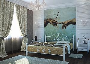 Pat Metall-Design Josephine 160x190 (picioare lemn) Alb