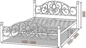 Pat Metall-Design Josephine 160x190 (picioare lemn) Alb