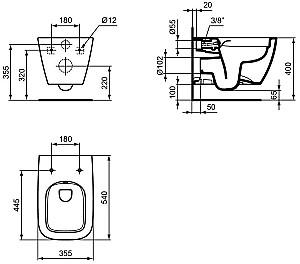 Vas WC Ideal Standard i.life B RimLS + cu functie de bideu T534701