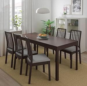 Set de masa si scaune IKEA Ekedalen/ Ekedalen Dark Brown Orrsta -gray (4 scaune)