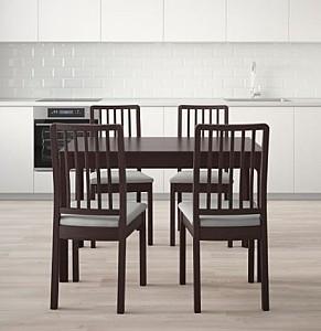 Set de masa si scaune IKEA Ekedalen/ Ekedalen Dark Brown Orrsta -gray (4 scaune)