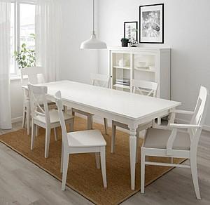 Set de masa si scaune IKEA Ingatorp / Ingolf Whit  Nordvalla-Beige (6 scaune)