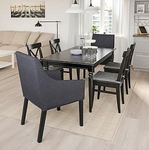Set de masa si scaune IKEA Ingatorp / Ingolf Black Sporda-dark gray  ( 6scaune)