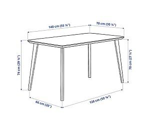 Set de masa si scaune IKEA Lisabo / Odger  ash veneer, anthracite  (4 scaune )