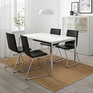 Set de masa si scaune IKEA Torsby / Volfgang White glossy  / Bomstad black (4 scaune)