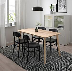 Set de masa si scaune IKEA Lisabo / Idolf  ash veneer, black ( 4 scaune  )