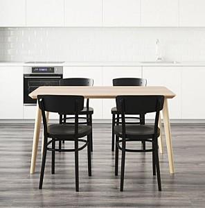 Set de masa si scaune IKEA Lisabo / Idolf  ash veneer, black ( 4 scaune  )