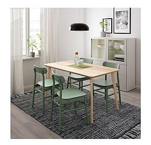 Set de masa si scaune IKEA Lisabo / Ronninge ash veneer, green (4 scaune)