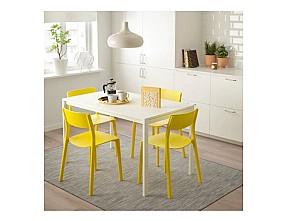Set de masa si scaune IKEA Melltorp / Janinge white-yellow (4 scaune)