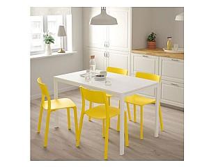Set de masa si scaune IKEA Melltorp / Janinge white-yellow (4 scaune)