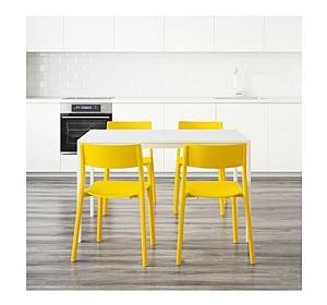 Set de masa si scaune IKEA Melltorp / Janinge white-yellow (4 scaune)