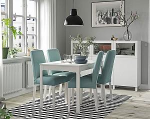 Set de masa si scaune IKEA Ekedalen/Bergmund  White/Ljungen light green 120/180 cm (4 scaune)