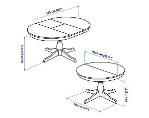 Set de masa si scaune IKEA Ingatorp/Sakarias black/Sporda dark grey110/155 cm (4 scaune)