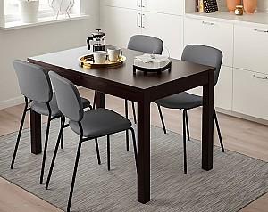 Set de masa si scaune IKEA Laneberg/Karljan dark brown / gray 130/190x80 cm (4 scaune)