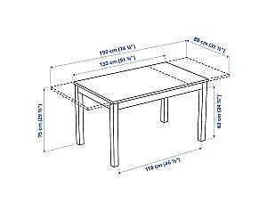 Set de masa si scaune IKEA Laneberg/Karljan dark brown / gray 130/190x80 cm (4 scaune)