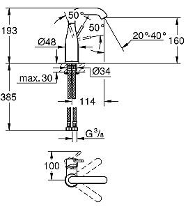 Baterie pentru lavoar Grohe Essence 23463001