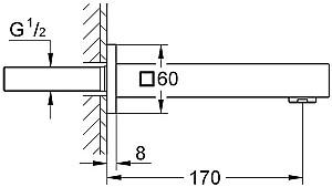 Baterie cada Grohe Eurocube 13303000