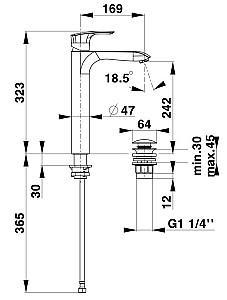 Baterie pentru lavoar Herz Elite e12B High UH00089B Black