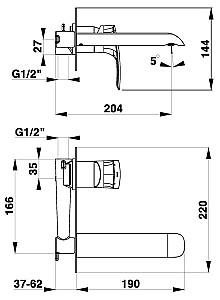 Baterie pentru lavoar Herz Elite e80B UH00080B Black