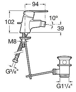 Baterie pentru bideu Roca Victoria A5A6025C00