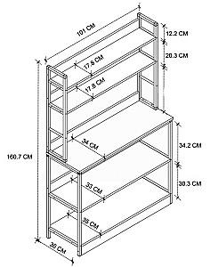 Etajera Fabulous 5 Shelves 36x101 (White/Black)