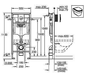 Instalatie wc incastrat cu cadru Grohe Rapid SL + clapeta Skate Air Crom (38721001)