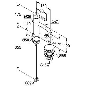 Baterie pentru lavoar Kludi NOVA FONTE Pura 75 alb mat